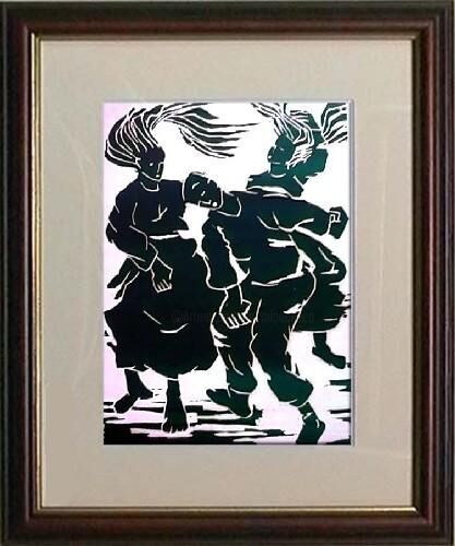 Printmaking titled "14_A dança 1" by Maria Lucia Pacheco, Original Artwork, Xylography
