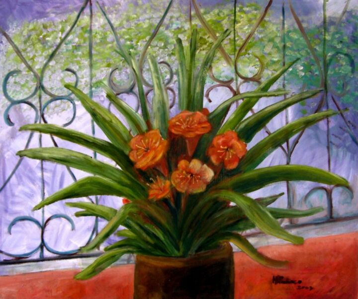 绘画 标题为“Flores dos Apóstolos” 由Maria Lucia Pacheco, 原创艺术品, 油