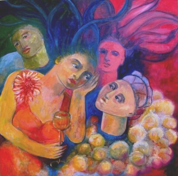 Painting titled "Carnaval 2" by Maria Lucia Pacheco, Original Artwork, Oil