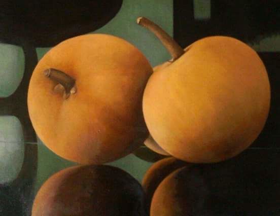 Pintura titulada "Nisperos" por Maria Lugo, Obra de arte original, Oleo