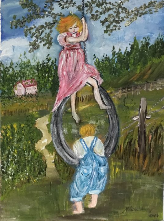 Painting titled "Recuerdos de infanc…" by Bascoy, Original Artwork, Acrylic