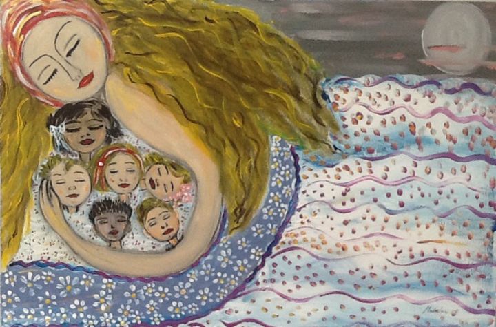 Peinture intitulée "Maternidad" par Bascoy, Œuvre d'art originale, Acrylique