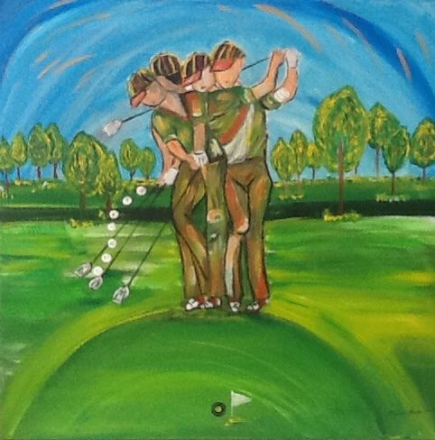Malerei mit dem Titel "El golfista" von Bascoy, Original-Kunstwerk, Acryl
