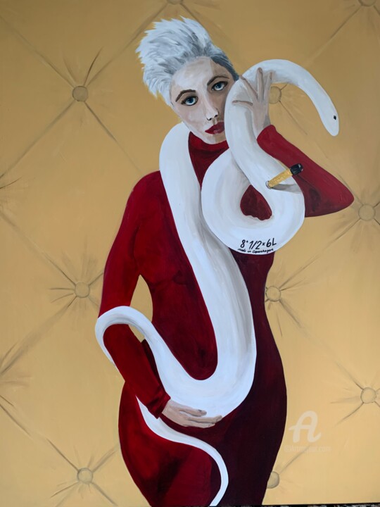 Peinture intitulée "bicycle hose" par Maria Lundsten, Œuvre d'art originale, Acrylique