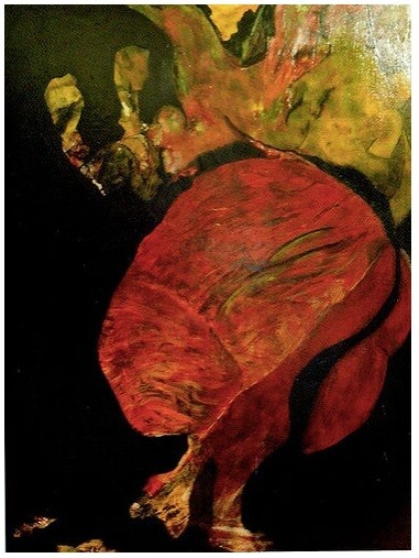 Painting titled "La femme rouge" by Maria Maccarrone, Original Artwork, Acrylic