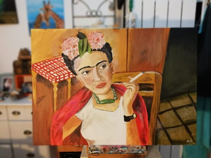 Pintura intitulada "Frida Kahlo being h…" por Mariam, Obras de arte originais, Acrílico