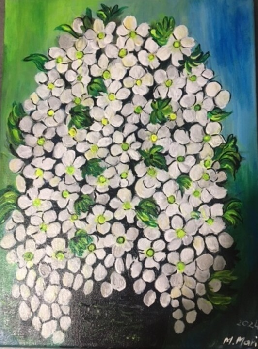Painting titled "Wiosenny kwiat" by Maria Matyasek, Original Artwork, Acrylic