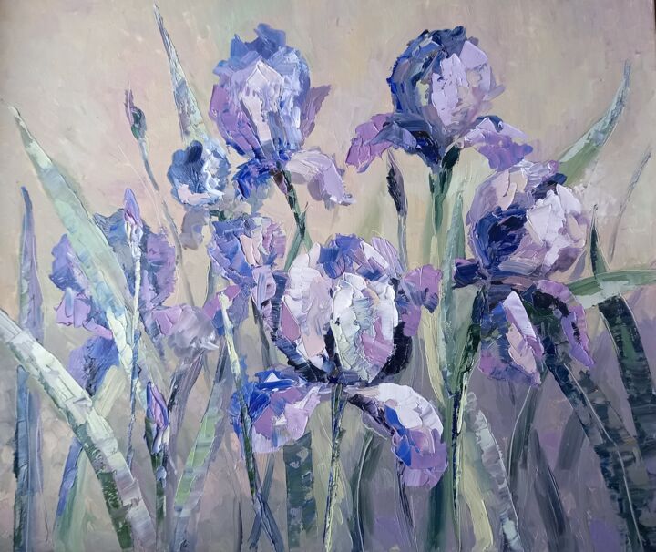 Peinture intitulée "iris" par Maria Miller, Œuvre d'art originale, Huile