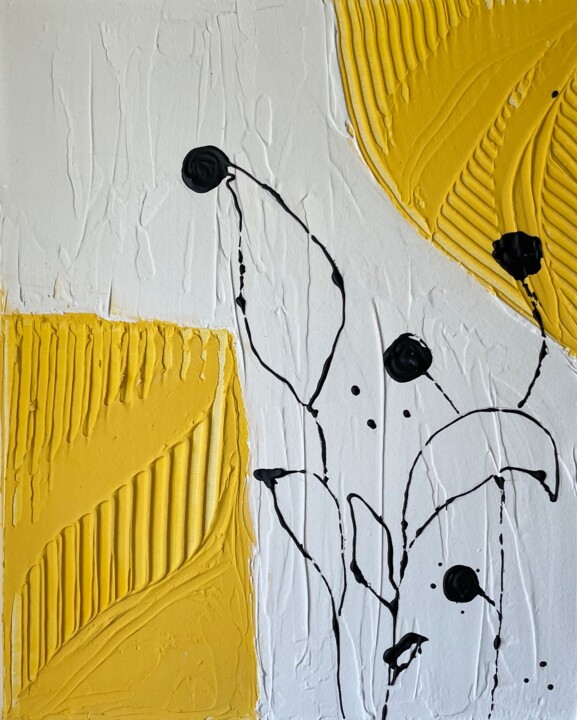 绘画 标题为“Yellow flowers” 由Maria Mindal, 原创艺术品, 丙烯 安装在木质担架架上