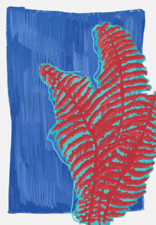 Digital Arts titled "Red Fern" by Maria Mindal, Original Artwork, 2D Digital Work