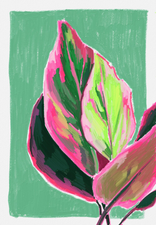 Digital Arts titled "Tpropical plant" by Maria Mindal, Original Artwork, Digital Painting
