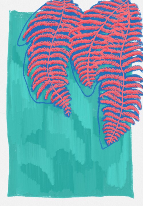 Digital Arts titled "Pink fern" by Maria Mindal, Original Artwork, Digital Painting