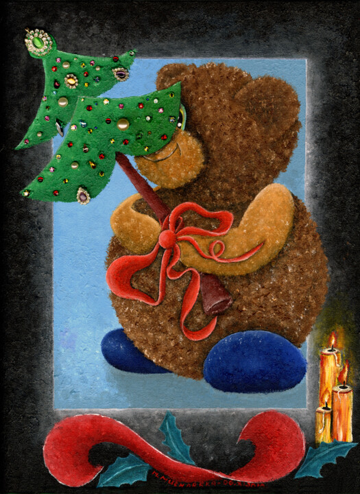 Painting titled "Christmas Wishes" by Maria Mucharska, Original Artwork