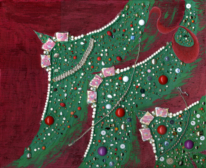 Painting titled "Christmas Tree" by Maria Mucharska, Original Artwork