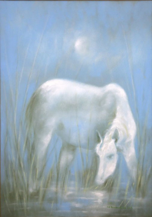 Painting titled "Il cavallo bianco d…" by Maria Paola Remondini, Original Artwork