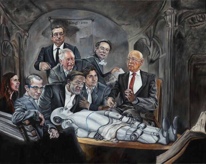 Painting titled "Anatomy lesson of D…" by Maria Petroff, Original Artwork, Oil Mounted on Wood Stretcher frame