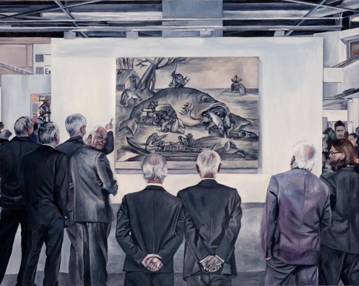 Ζωγραφική με τίτλο "Art Basel 2020" από Maria Petroff, Αυθεντικά έργα τέχνης, Λάδι Τοποθετήθηκε στο Ξύλινο φορείο σκελετό