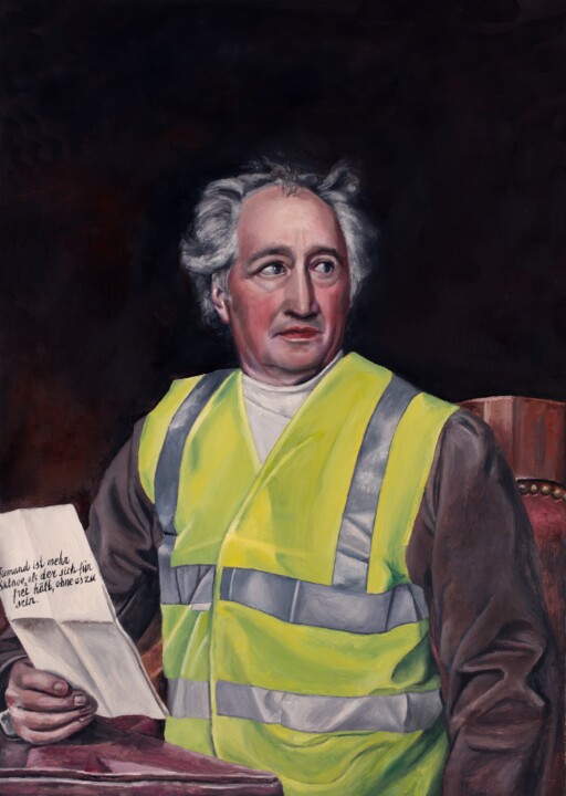 Painting titled "Goethe" by Maria Petroff, Original Artwork, Oil Mounted on Wood Stretcher frame