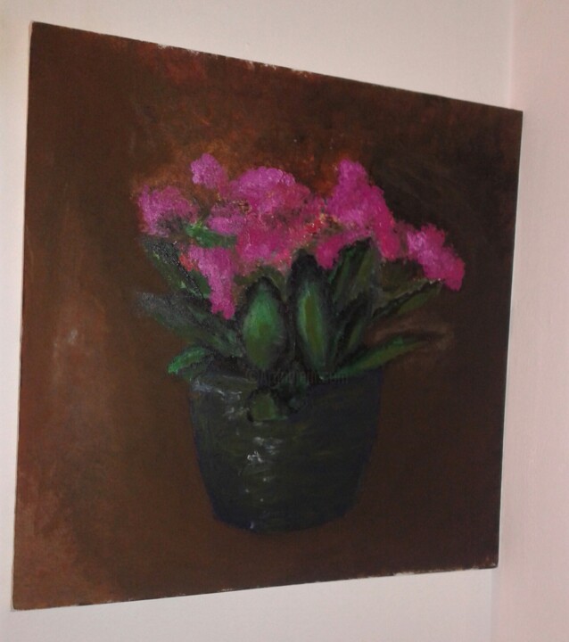 Painting titled "Flower in a pot" by Maria Raluca, Original Artwork, Acrylic