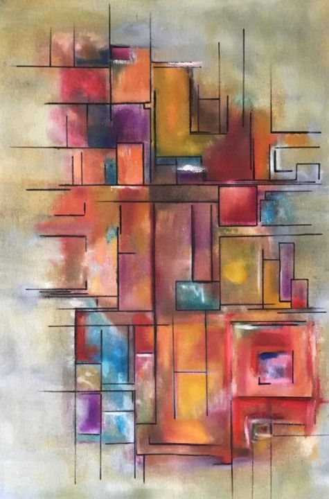 Painting titled "Connections" by Maria Ribeiro, Original Artwork, Oil