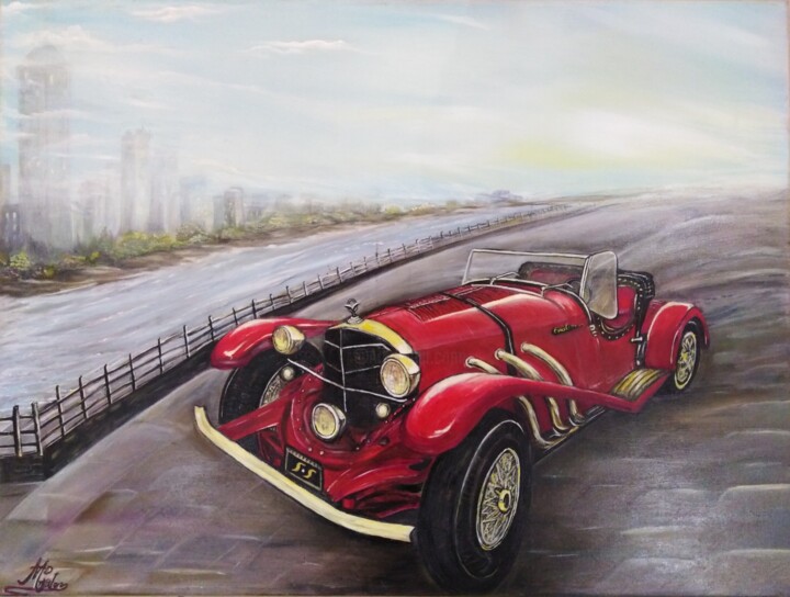 Painting titled "ΕXCALIBUR CAR" by Maria Rigatou, Original Artwork, Acrylic