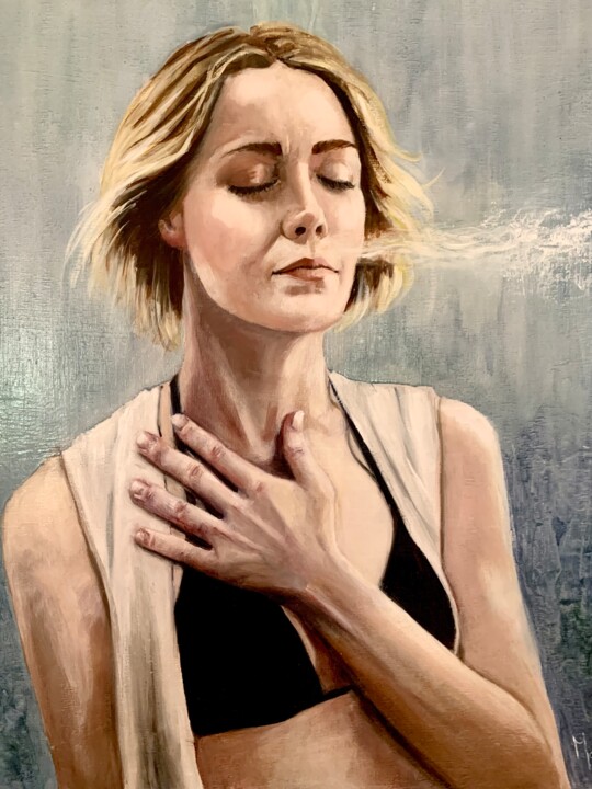 Painting titled "Breath" by Maria Romano, Original Artwork, Oil
