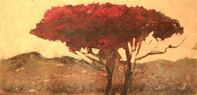 Painting titled "Arbol rojo cinco" by Maria Rosa Astorga, Original Artwork