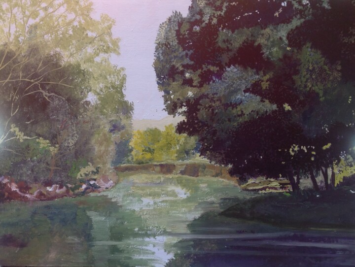 Pintura titulada "Río en los alrededo…" por Maria Rosa Astorga, Obra de arte original, Oleo