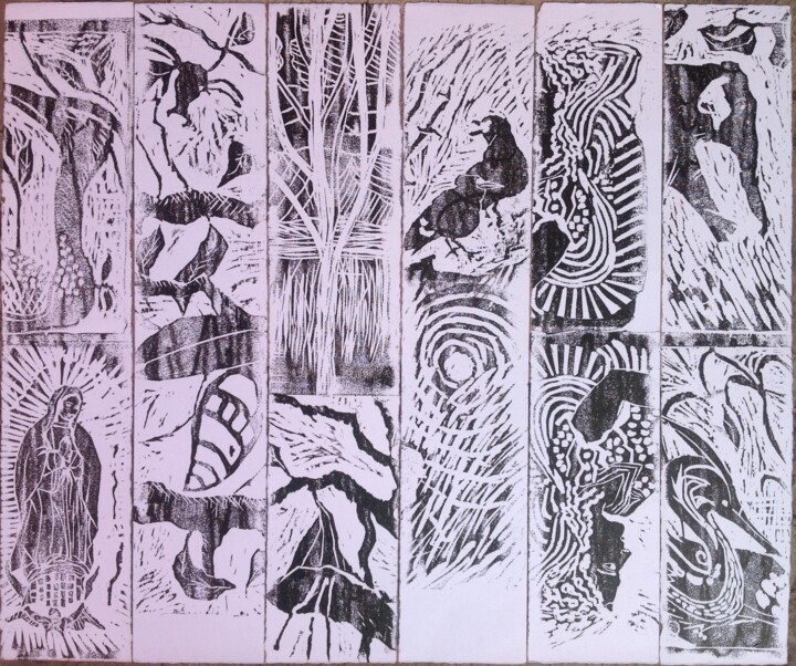 Gravures & estampes intitulée "Composición gráfica…" par Maria Rosa Astorga, Œuvre d'art originale, Gravure