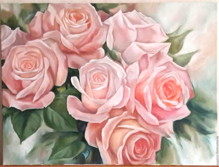 绘画 标题为“"Бежевые розы" масл…” 由Мария Санова, 原创艺术品, 油