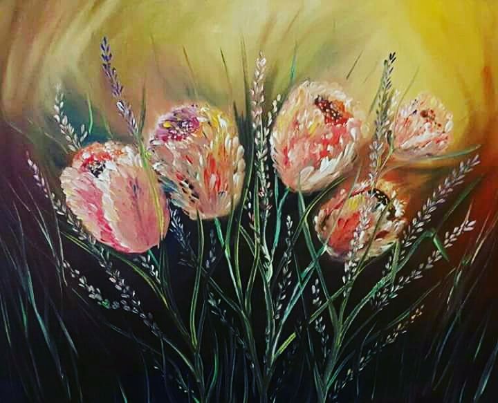 Pintura titulada "TULIPANI" por Maria Scarevnea (masha), Obra de arte original, Oleo