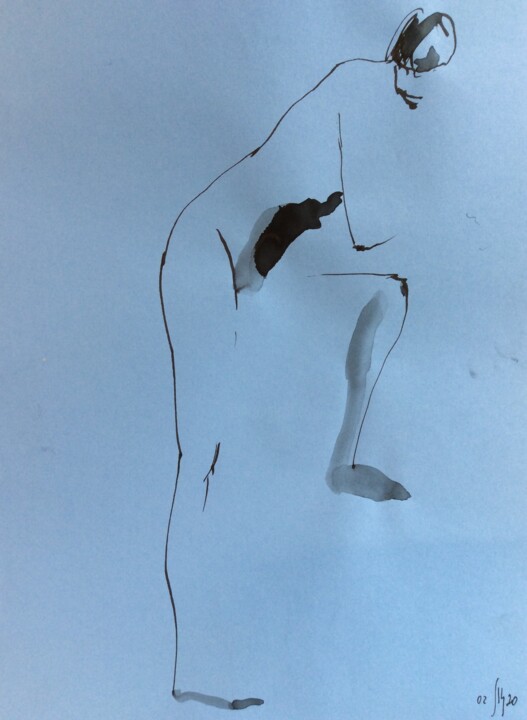 Drawing titled "Nu1 - original nude…" by Maria Shedrina, Original Artwork, Ink