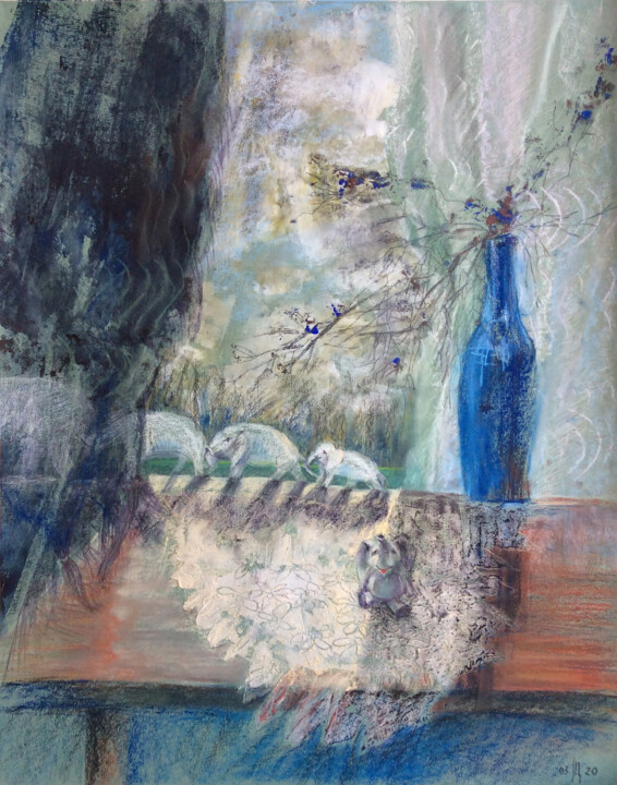 Рисунок под названием "Слоники - утро" - Maria Shedrina, Подлинное произведение искусства, Пастель