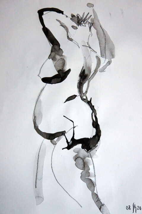 Рисунок под названием "Nu-22 (Anna) - orig…" - Maria Shedrina, Подлинное произведение искусства, Чернила