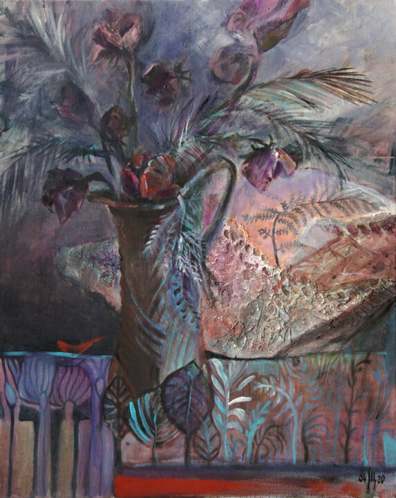 Картина под названием "Paleobotany-1 - ori…" - Maria Shedrina, Подлинное произведение искусства, Акрил Установлен на Деревян…
