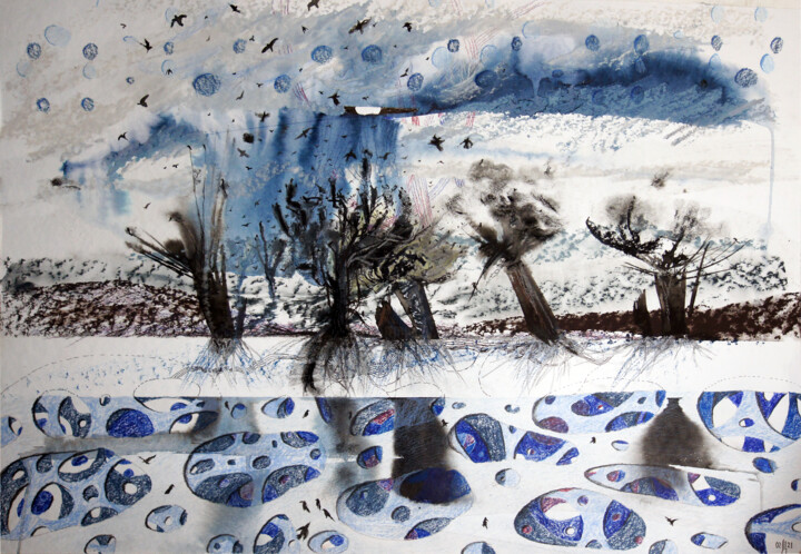 Картина под названием "Spring first rain -…" - Maria Shedrina, Подлинное произведение искусства, Акварель