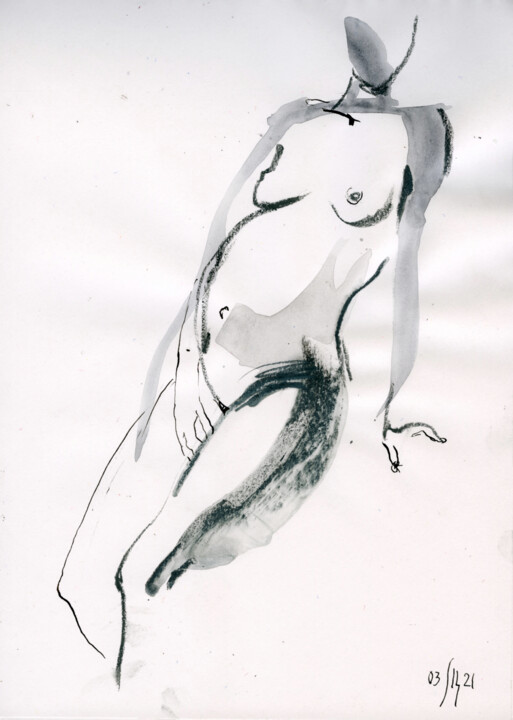 "Vika. Nude art #219…" başlıklı Resim Maria Shedrina tarafından, Orijinal sanat, Mürekkep