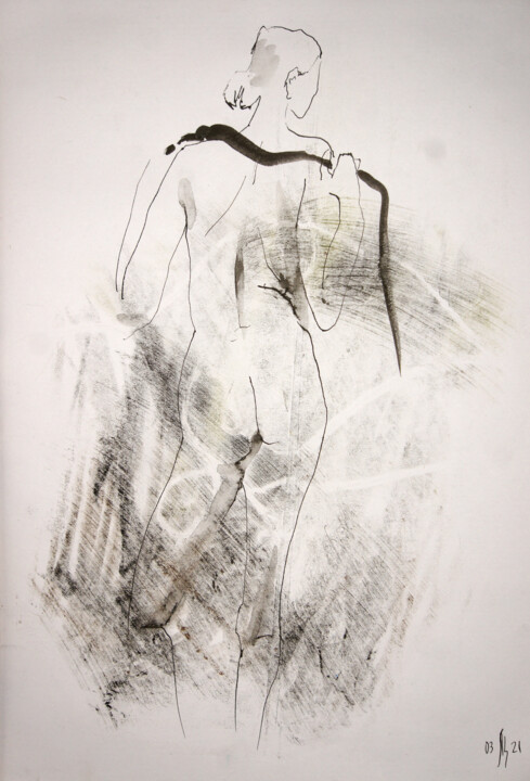 Drawing titled "Susanna. Nude art #…" by Maria Shedrina, Original Artwork, Ink