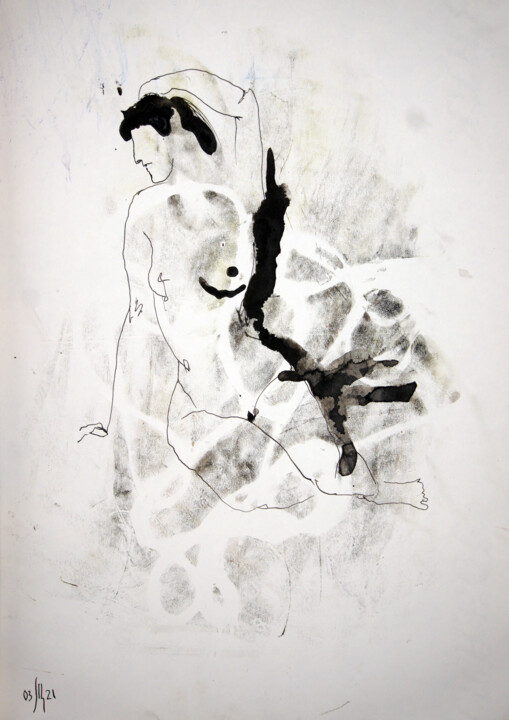 Σχέδιο με τίτλο "Susanna. Nude art №…" από Maria Shedrina, Αυθεντικά έργα τέχνης, Μελάνι