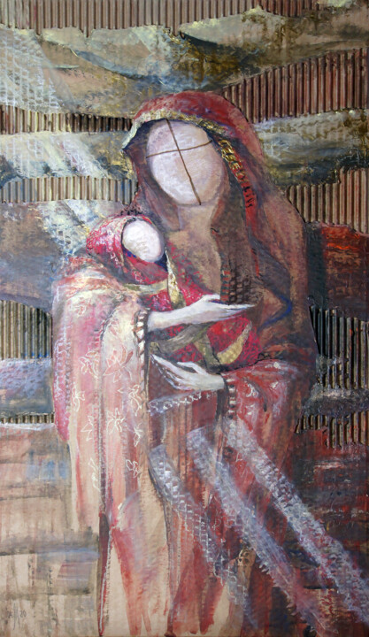 Картина под названием "No-name Madonna in…" - Maria Shedrina, Подлинное произведение искусства, Акрил