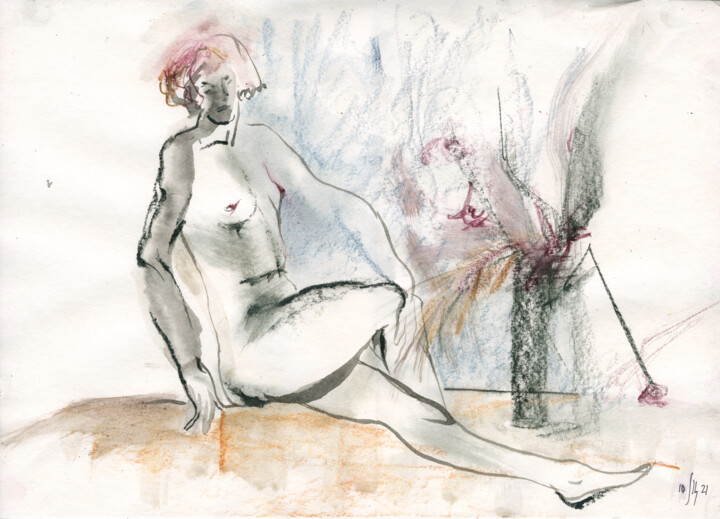 Drawing titled "Vera. Nude art #214…" by Maria Shedrina, Original Artwork, Pigments