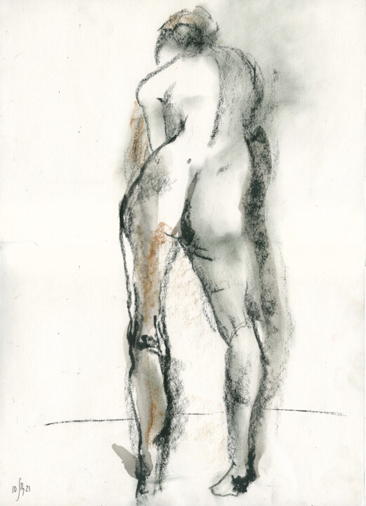 Painting titled "Eleanor. Nude art #…" by Maria Shedrina, Original Artwork, Ink