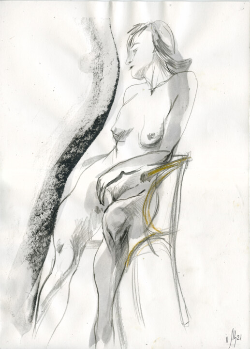 제목이 "Anna. Nude art #215…"인 그림 Maria Shedrina로, 원작, 잉크