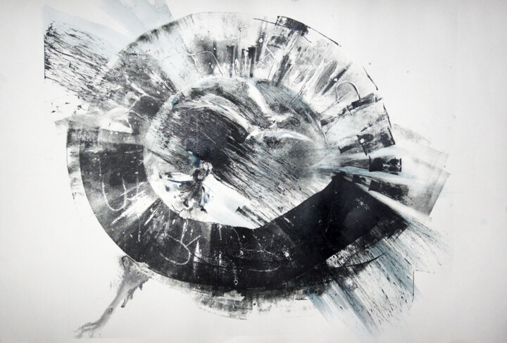 Printmaking titled "Rescue (Storm) - or…" by Maria Shedrina, Original Artwork, Monotype
