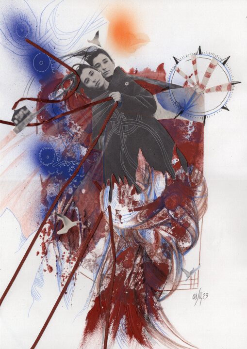 Pintura titulada "Eurus, wind from th…" por Maria Shedrina, Obra de arte original, Collages