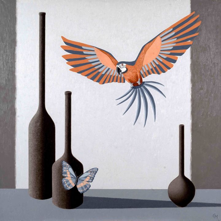 Ζωγραφική με τίτλο ""Butterfly and parr…" από Maria Snigirevskaya, Αυθεντικά έργα τέχνης, Λάδι Τοποθετήθηκε στο Ξύλινο φορεί…
