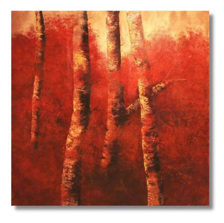Painting titled "Red Woods" by Soledad, Original Art, Oil Mounted on Stretcher frame