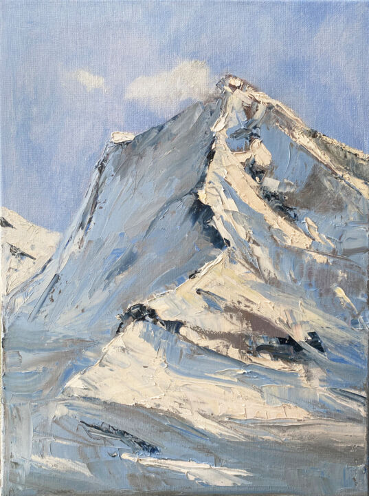 Painting titled "The Mountain" by Maria Sotnikova, Original Artwork, Oil