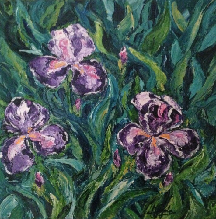 Painting titled "trio-iris.jpg" by Maria Spagnolo, Original Artwork, Acrylic