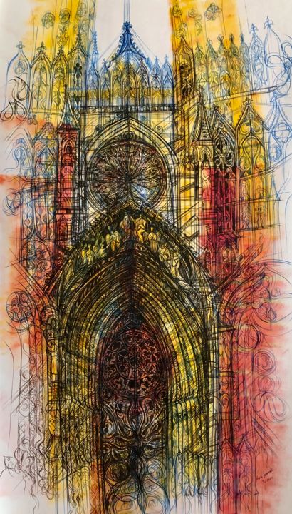 Картина под названием "Notre-Dame de Paris" - Maria Susarenko, Подлинное произведение искусства, Акрил